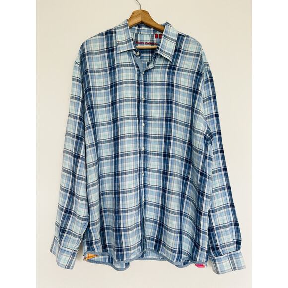 REPORT COLLECTION Linen Blend Button Down Shirt Sz XXL Woven Resort Vacation - Picture 1 of 11